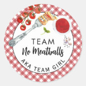 Funny Pasta Team Girl Gender Reveal Party Vote ラウンドシール (正面)