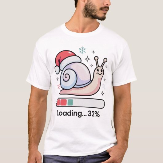 Funny Pastel Lazy Snail Christmas Loading Holiday Tシャツ (正面)