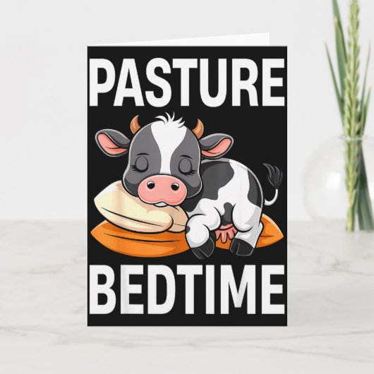 Funny Pasture Bedtime Cute Cow Pajamas Pj Sleep カード (正面)