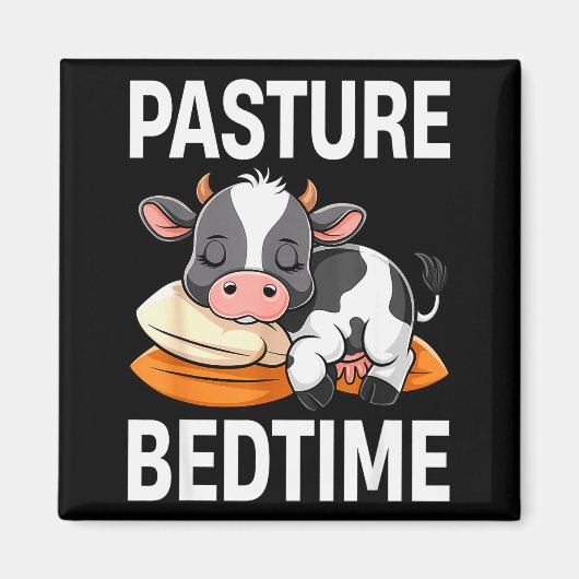 Funny Pasture Bedtime Cute Cow Pajamas Pj Sleep  マグネット (正面)