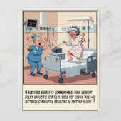 Funny Patient Dancing on Hospital Bed Get Well ポストカード (正面)