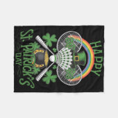 Funny Patricks Day Badminton Costume Four-leaf Clo フリースブランケット (正面(横))