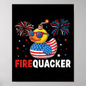 Funny Patriotic Duck Firequacker Pun Independence  ポスター (正面)