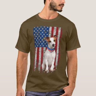 Funny Patriotic Jack Russell Terrier American Flag Tシャツ