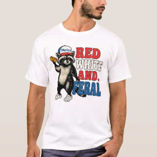Funny Patriotic Raccoon Shirt – Red White and Fera Tシャツ