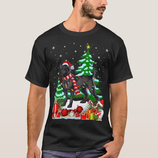 Funny Patterdale Terrier Dog Christmas Tree Tシャツ (正面)