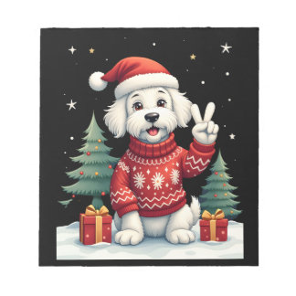 Funny Peace Hand Maltese Christmas Lights Womens M ノートパッド