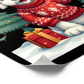 Funny Peace Hand Maltese Christmas Lights Womens M ポスター (角)