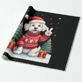 Funny Peace Hand Maltese Christmas Lights Womens M ラッピングペーパー (アンロールド)