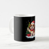 Funny Peace Hand Shih Tzu Christmas Lights Womens コーヒーマグカップ (正面左)