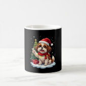 Funny Peace Hand Shih Tzu Christmas Lights Womens コーヒーマグカップ (中央)