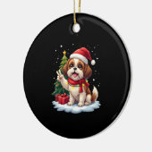 Funny Peace Hand Shih Tzu Christmas Lights Womens セラミックオーナメント (左)
