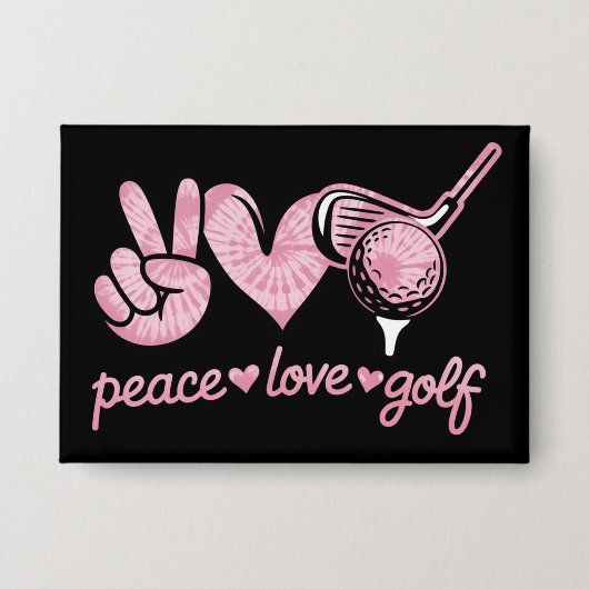 Funny Peace Love Golf Player Sport Lovers  缶バッジ (正面)