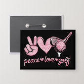 Funny Peace Love Golf Player Sport Lovers  缶バッジ (正面/裏面)