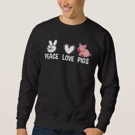 Funny Peace Love Pigs Piglet Farm スウェットシャツ (正面)