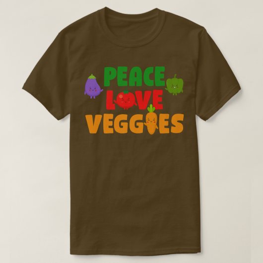Funny Peace Love Veggies Slogan Vegans Veganism Ve Tシャツ (デザイン正面)