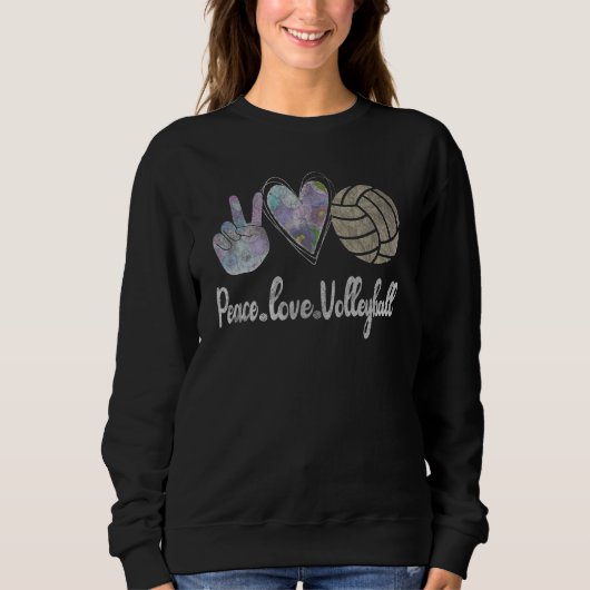Funny Peace Love Volleyball Cute Design For Women  スウェットシャツ (正面)