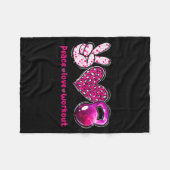 Funny Peace Love Workout Gym Lifting Gymer Valenti フリースブランケット (正面(横))