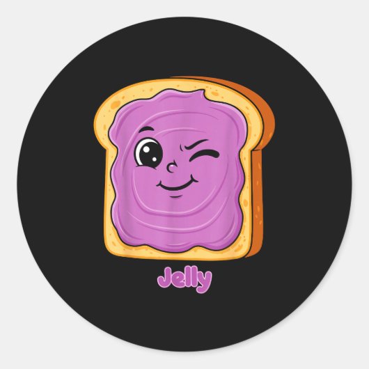 Funny Peanut Butter-jelly Friends Cute Food Matchi ラウンドシール (正面)