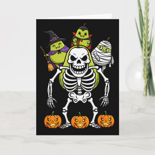 Funny Pear Skeleton Mummy Witch Halloween Kids Men カード (正面)