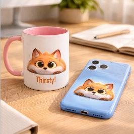 Funny Peekaboo Fox "Thirsty!" Cute Office Gift マグカップ