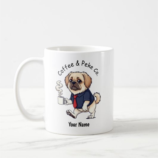 Funny Pekingese Dog Business Suit Coffee  コーヒーマグカップ (左)