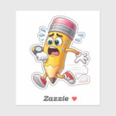 Funny Pencil Running Late Custom-Cut Vinyl Sticker シール (シート)