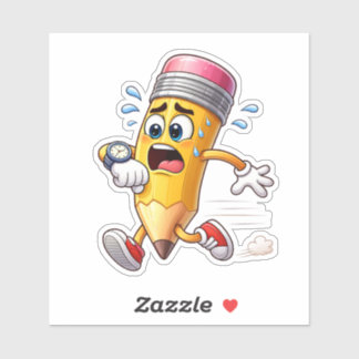 Funny Pencil Running Late Custom-Cut Vinyl Sticker シール