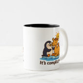 Funny Penguin and Giraffe Mug – “It’s Complicated” ツートーンマグカップ (正面右)