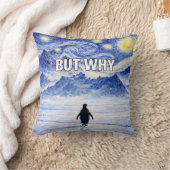 Funny Penguin BUT WHY Pillow Starry Night クッション (ブランケット)