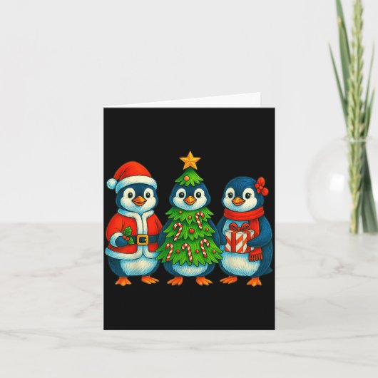 Funny Penguin Christmas Lights Penguin Cute Xmas H カード (正面)