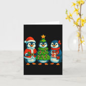 Funny Penguin Christmas Lights Penguin Cute Xmas H カード (黄色い花)
