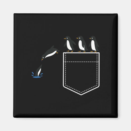 Funny Penguin Cket Cute Diving Penguin Animal Love マグネット (正面)