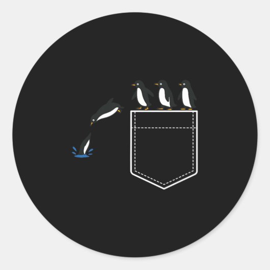 Funny Penguin Cket Cute Diving Penguin Animal Love ラウンドシール (正面)