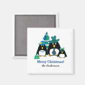 Funny Penguin Family Christmas Gift Magnets マグネット (正面/裏面)