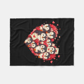 Funny Penguin Heart Valentine Penguin Womens Mens  フリースブランケット (正面(横))