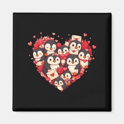 Funny Penguin Heart Valentine Penguin Womens Mens  マグネット (正面)
