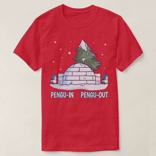 Funny Penguin  Igloo & Winter Snow Pun, PenguIn Pe Tシャツ (デザイン正面)