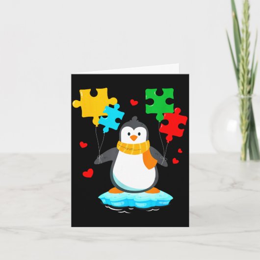 Funny penguin puzzle autism awareness month kids カード (正面)