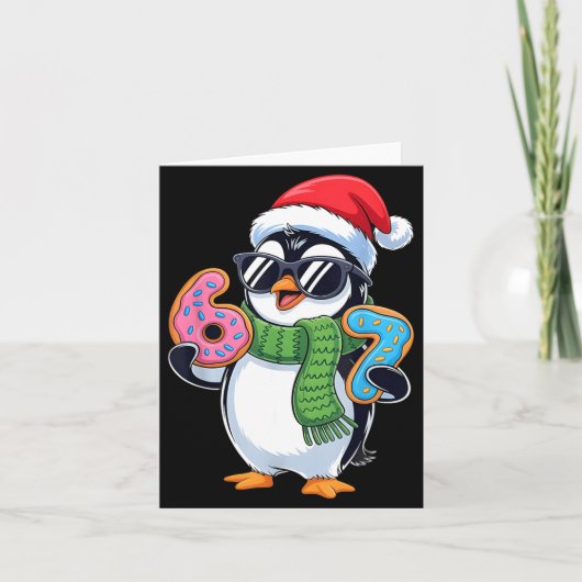 Funny Penguin Six Seven 67 Ice Cream Christmas Boy カード (正面)
