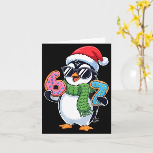 Funny Penguin Six Seven 67 Ice Cream Christmas Boy カード (黄色い花)