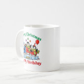 Funny Penguins, Merry Christmas Birthday コーヒーマグカップ (正面左)