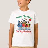 Funny Penguins, Merry Christmas Birthday Tシャツ (正面)