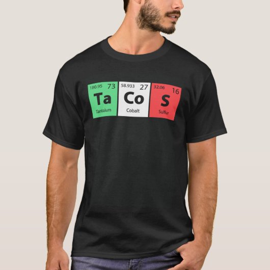 Funny Periodic Table Tacos For Cinco De Mayo Celeb Tシャツ (正面)