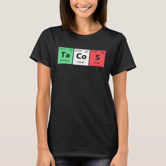 Funny Periodic Table Tacos For Cinco De Mayo Celeb Tシャツ (正面)