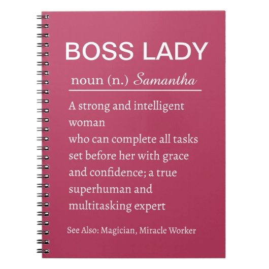 Funny Personalized Boss Lady Definition Notebook ノートブック (正面)