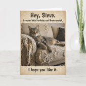Funny Personalized Cat Couch Birthday Card カード (正面)