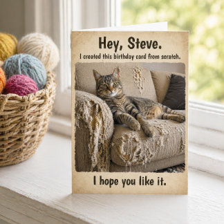 Funny Personalized Cat Couch Birthday Card カード