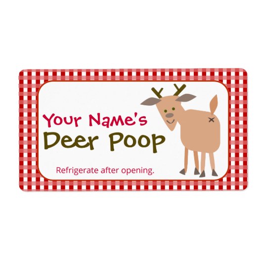 Funny Personalized Christmas Gift Reindeer Poop ラベル (正面)