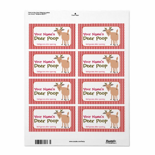 Funny Personalized Christmas Gift Reindeer Poop ラベル (フルシート)